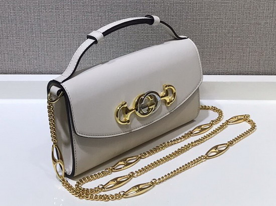 Gucci Zumi Smooth Leather Mini Shoulder Bag in White Smooth Leather 564718