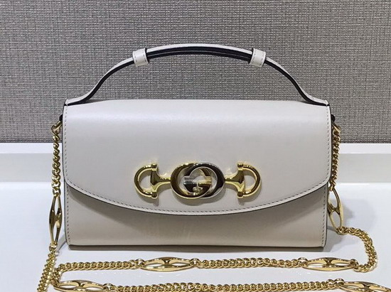 Gucci Zumi Smooth Leather Mini Shoulder Bag in White Smooth Leather 564718