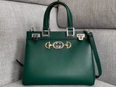 Gucci Zumi Smooth Leather Small Top Handle Bag in Dark Green Smooth Leather 569712