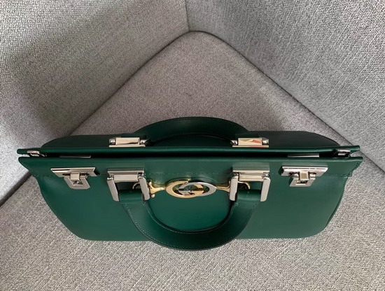 Gucci Zumi Smooth Leather Small Top Handle Bag in Dark Green Smooth Leather 569712