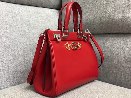 Gucci Zumi Smooth Leather Small Top Handle Bag in Red