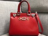 Gucci Zumi Smooth Leather Small Top Handle Bag in Red