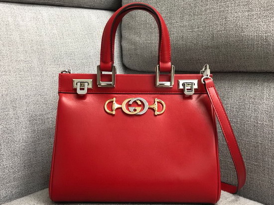 Gucci Zumi Smooth Leather Small Top Handle Bag in Red