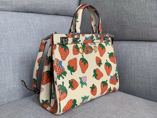 Gucci Zumi Strawberry Print Medium Top Handle Bag 564714