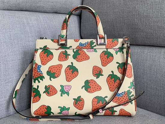 Gucci Zumi Strawberry Print Medium Top Handle Bag 564714