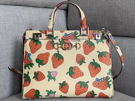 Gucci Zumi Strawberry Print Medium Top Handle Bag 564714