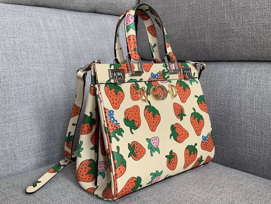 Gucci Zumi Strawberry Print Small Top Handle Bag 569712