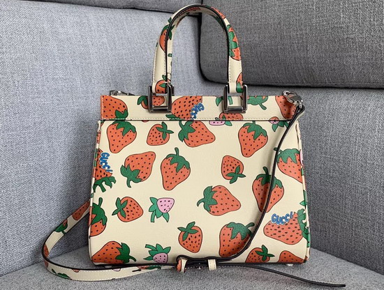 Gucci Zumi Strawberry Print Small Top Handle Bag 569712