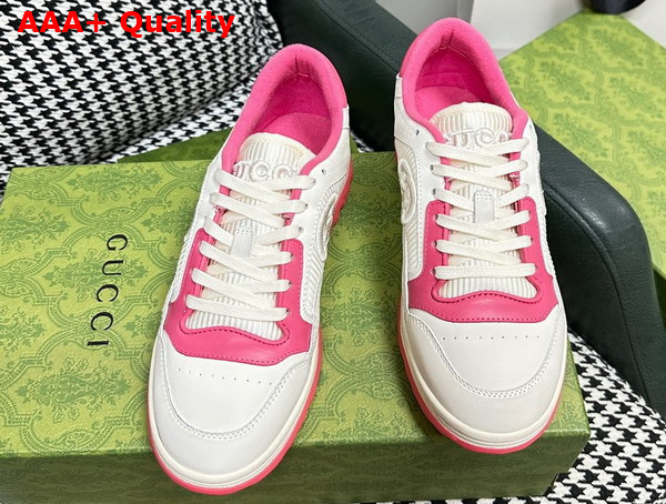 Gucci womens mac80 sneakers in Off White and Pink Leather 749909 Replica