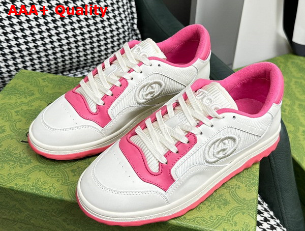 Gucci womens mac80 sneakers in Off White and Pink Leather 749909 Replica