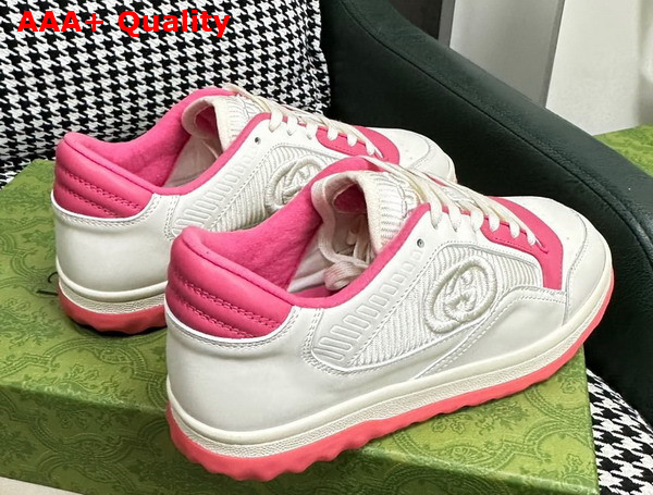 Gucci womens mac80 sneakers in Off White and Pink Leather 749909 Replica