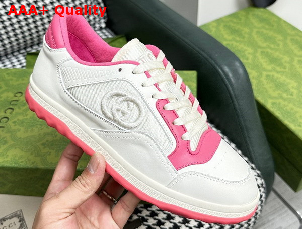 Gucci womens mac80 sneakers in Off White and Pink Leather 749909 Replica