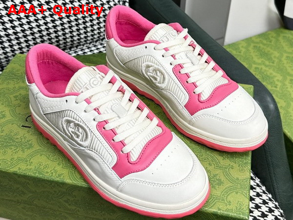 Gucci womens mac80 sneakers in Off White and Pink Leather 749909 Replica