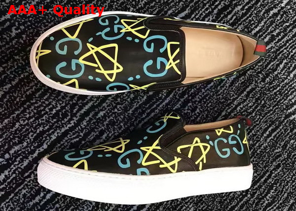 GucciGhost Print Leather Slip On Sneaker Replica