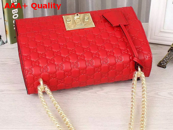 Padlock Gucci Signature Shoulder Bag In Hibisus Red Gucci Signature Leather Replica