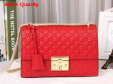 Padlock Gucci Signature Shoulder Bag In Hibisus Red Gucci Signature Leather Replica