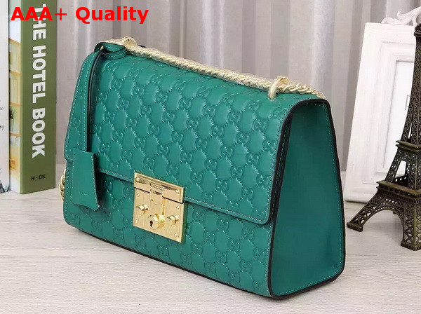 Padlock Gucci Signature Shoulder Bag In Turquoise Replica