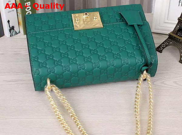 Padlock Gucci Signature Shoulder Bag In Turquoise Replica