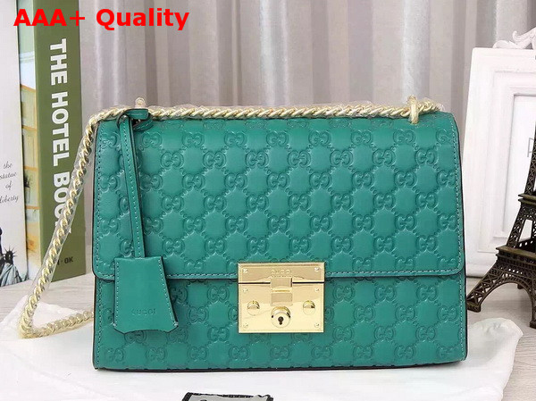 Padlock Gucci Signature Shoulder Bag In Turquoise Replica