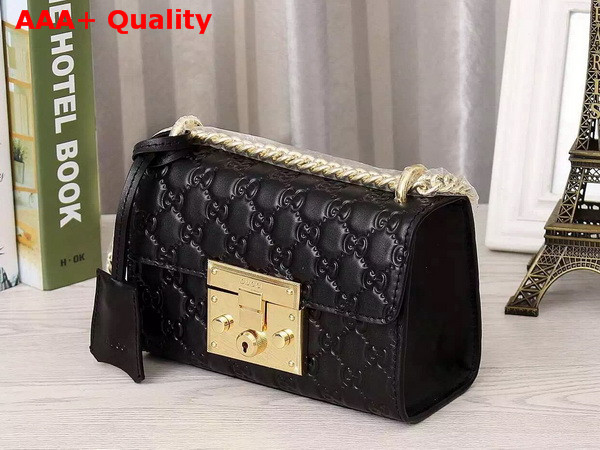 Small Padlock Gucci Signature Shoulder Bag In Black Replica