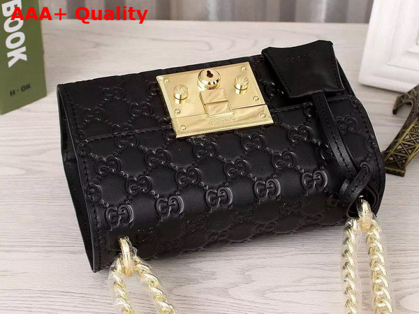 Small Padlock Gucci Signature Shoulder Bag In Black Replica