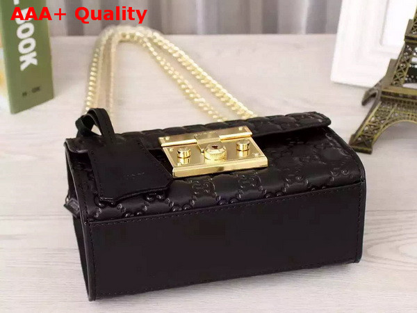 Small Padlock Gucci Signature Shoulder Bag In Black Replica