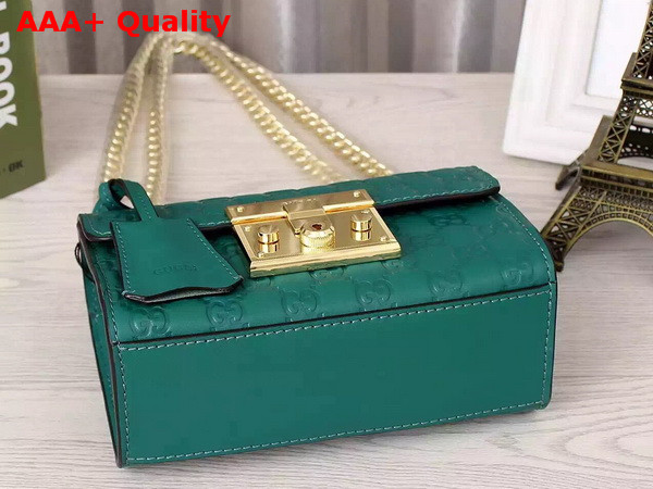 Small Padlock Gucci Signature Shoulder Bag In Emerald Green Replica