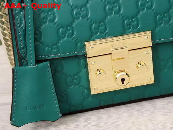 Small Padlock Gucci Signature Shoulder Bag In Emerald Green Replica