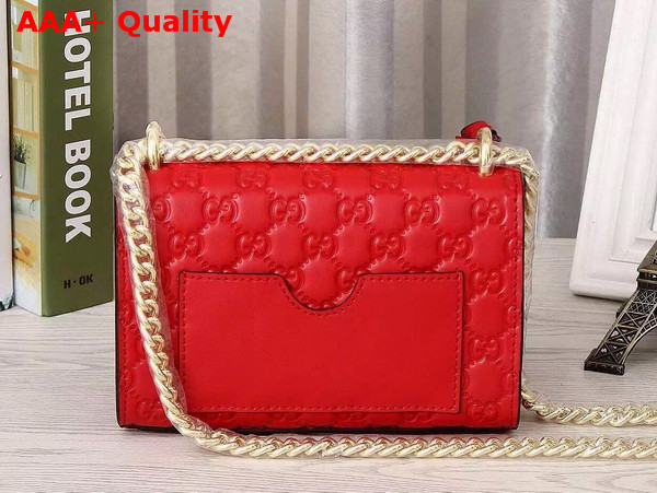 Small Padlock Gucci Signature Shoulder Bag In Hibicus Red Replica