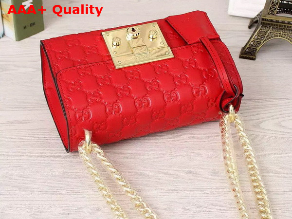 Small Padlock Gucci Signature Shoulder Bag In Hibicus Red Replica