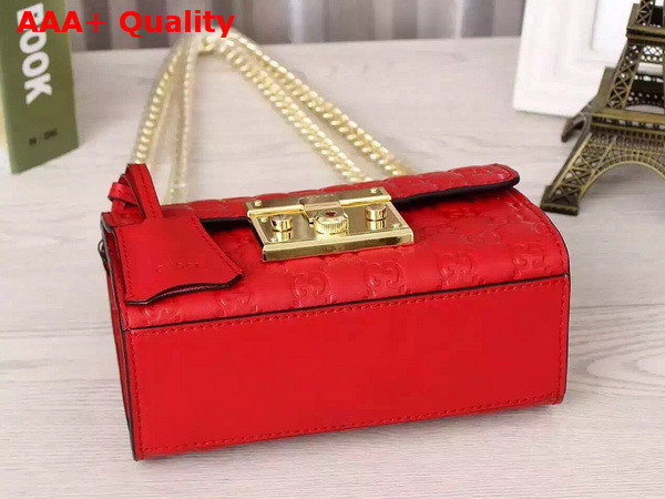 Small Padlock Gucci Signature Shoulder Bag In Hibicus Red Replica