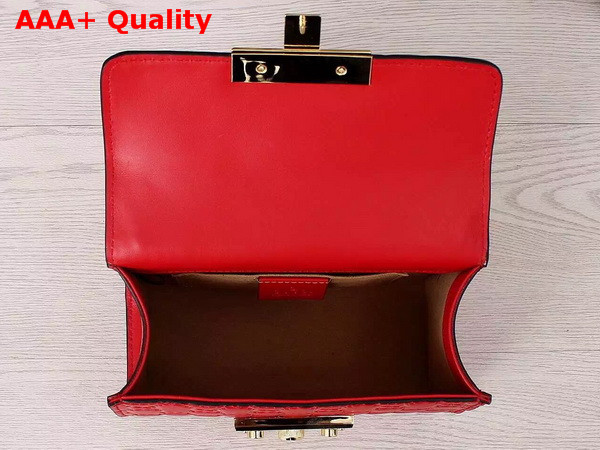 Small Padlock Gucci Signature Shoulder Bag In Hibicus Red Replica