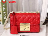 Small Padlock Gucci Signature Shoulder Bag In Hibicus Red Replica