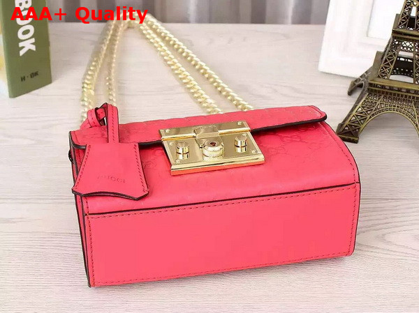 Small Padlock Gucci Signature Shoulder Bag In Pink Replica