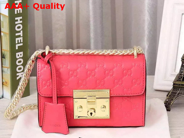 Small Padlock Gucci Signature Shoulder Bag In Pink Replica