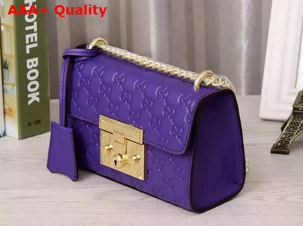 Small Padlock Gucci Signature Shoulder Bag In Purple Replica