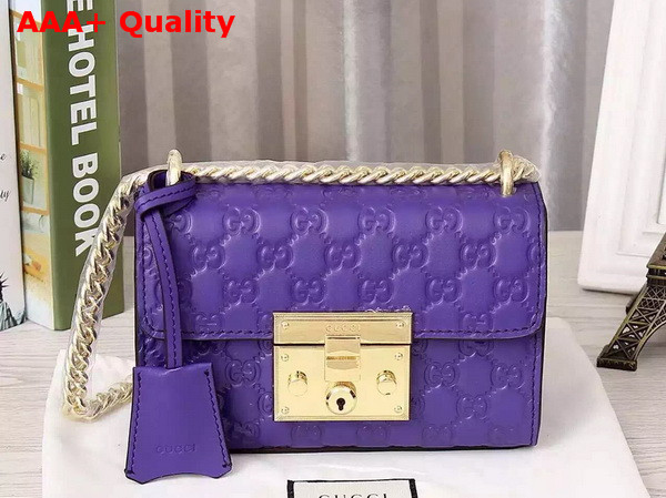 Small Padlock Gucci Signature Shoulder Bag In Purple Replica