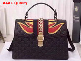 Sylvie Gucci Signature Bag Black Gucci Signature Leather Replica