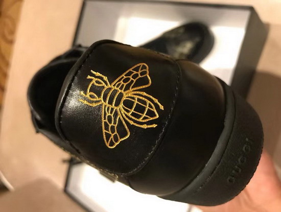 Womens Gucci Dapper Dan Sneaker in Black GG Leather with Gold and Black Web