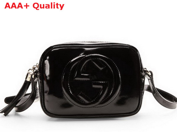 gucci soho soft patent leather disco bag in black 308364 Replica