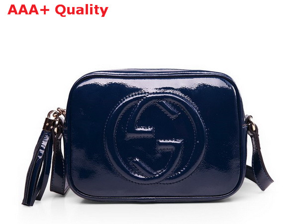 gucci soho soft patent leather disco bag in blue 308364 Replica