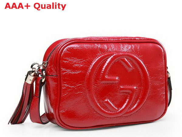 gucci soho soft patent leather disco bag in red 308364 Replica