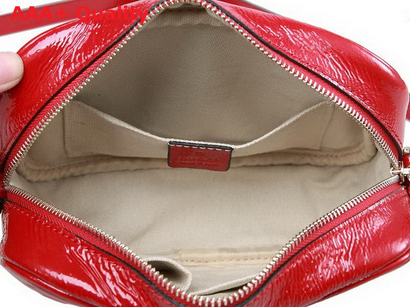 gucci soho soft patent leather disco bag in red 308364 Replica