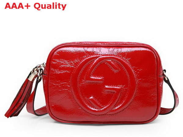 gucci soho soft patent leather disco bag in red 308364 Replica