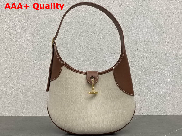 Loro Piana Bobbin Medium Hobo Bag in Cotton and Linen Natural and Caramel Replica