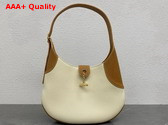 Loro Piana Bobbin Medium Leather Hobo Bag Whisper White and Sun Gold Grained Calfskin Replica