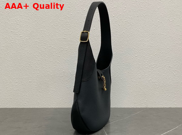 Loro Piana Bobbin Medium Leather Hobo Bag in Black Grained Calfskin Replica