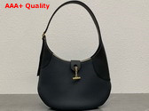 Loro Piana Bobbin Medium Leather Hobo Bag in Black Grained Calfskin Replica