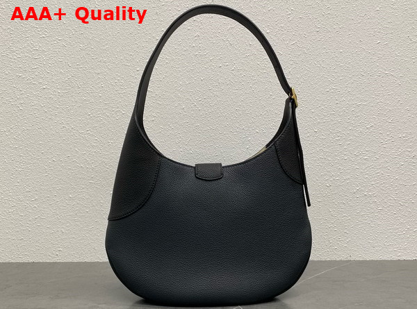 Loro Piana Bobbin Medium Leather Hobo Bag in Black Grained Calfskin Replica