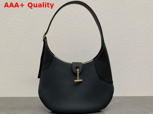 Loro Piana Bobbin Medium Leather Hobo Bag in Black Grained Calfskin Replica